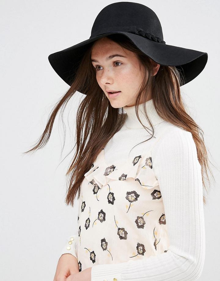 Alice Hannah 70s Floppy Hat - Black