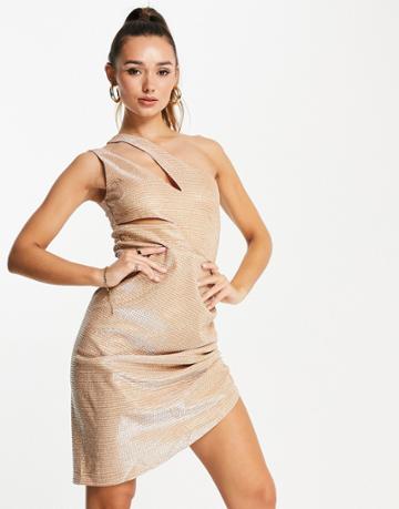 Vl The Label Wrap Cut Out Mini Dress In Gold