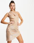 Vl The Label Wrap Cut Out Mini Dress In Gold