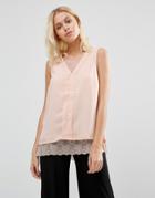 B.young Lace Hem Sleevless Top - Pink
