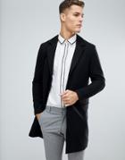 Process Black Wool Blend Overcoat - Black