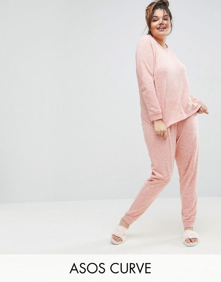 Asos Curve Lounge Sweat & Jogger Set - Red