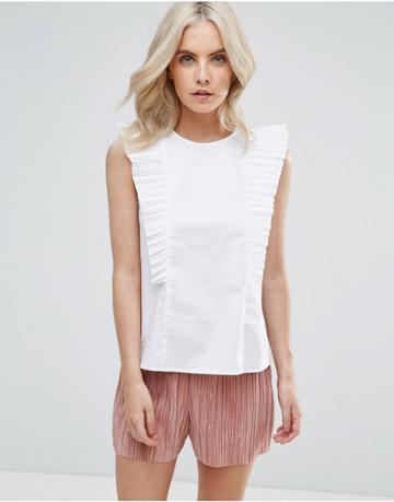 Fashion Union Petite Ruffle Detail Blouse - White