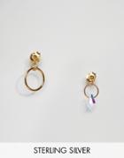 Asos Gold Plated Sterling Silver Mismatch Mini Gem Earrings - Gold