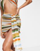 Asos Design Lightknit Beach Skirt In Stripe - Part Of A Set-multi
