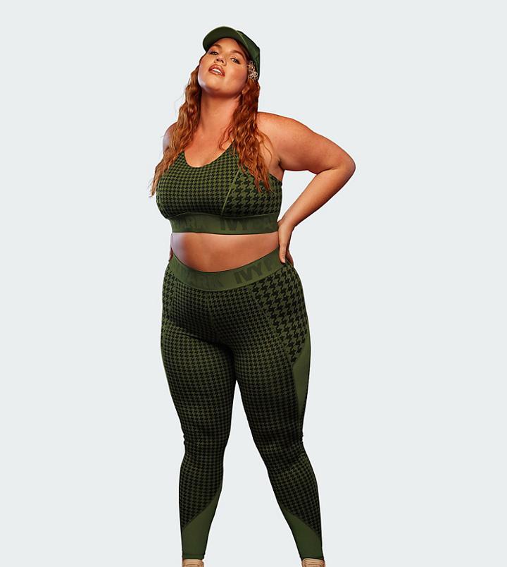 Adidas Originals X Ivy Park Plus Dog Tooth Legging In Green