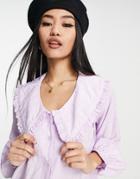 Lola May Statement Collar Oversized Shirt In Lilac-purple