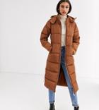 Glamorous Tall Longline Padded Coat-brown