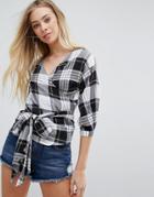 New Look Check Wrap Shirt - White