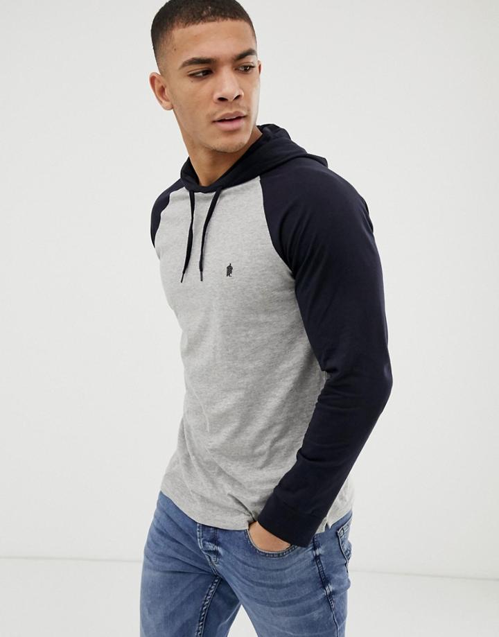 French Connection Raglan Contrast Hoodie Long Sleeve Top-multi