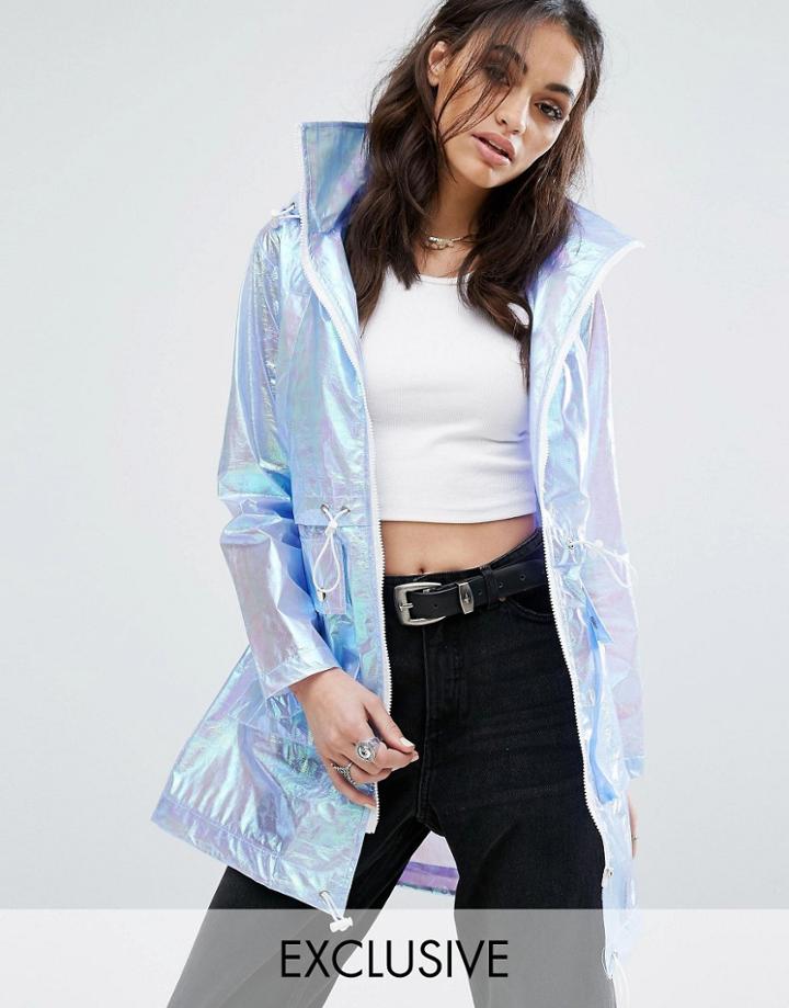 Prettylittlething Irridescent Rain Coat - Multi