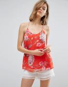 Traffic People Racer Back Floral Cami Tank - Red
