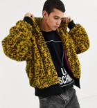 Reclaimed Vintage Animal Faux Fur Bomber Jacket-yellow