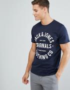 Jack And Jones Circular Logo T-shirt - Navy