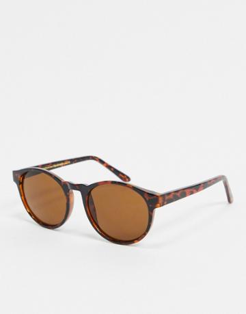 A.kjaerbede Round Sunglasses In Brown Tort