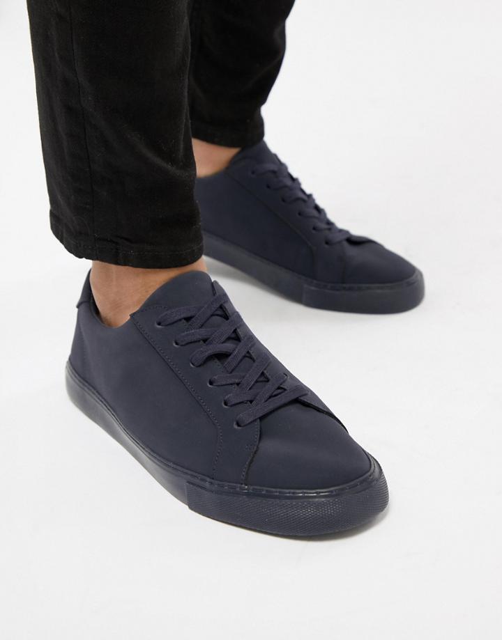 Asos Design Vegan Sneakers In Navy Block - Navy