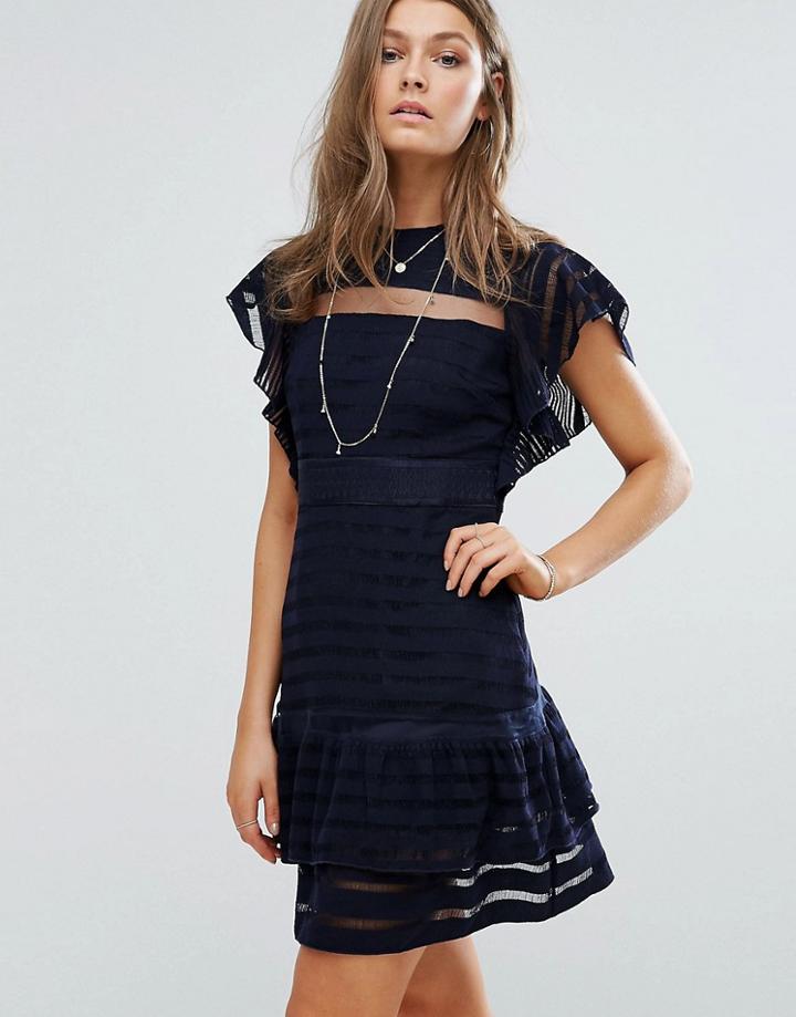 Foxiedox Ruffle Sleeve Mini Dress - Navy