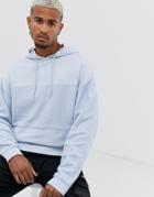 Asos Design Oversized Hoodie With Reverse Panel In Light Blue
