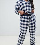 Asos Design Curve Mix & Match Gingham Pants In 100% Modal-navy