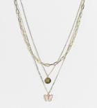 Reclaimed Vintage Inspired Multirow Charm Necklace-gold