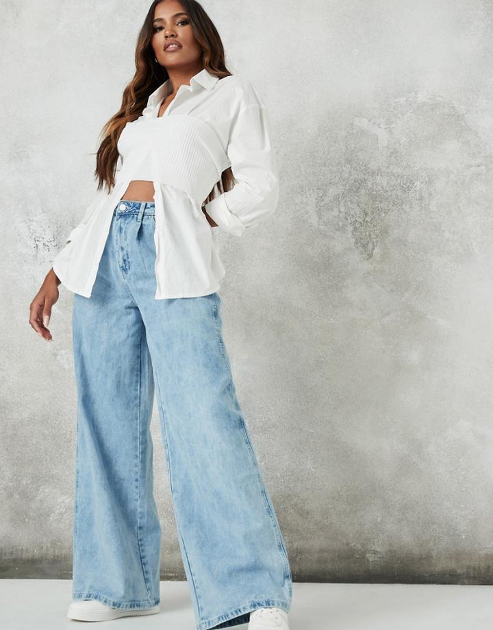 Missguided 90s Wide Leg Jeans In Blue-blues