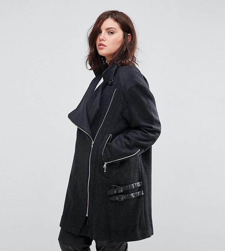Elvi Buckle Coat - Gray