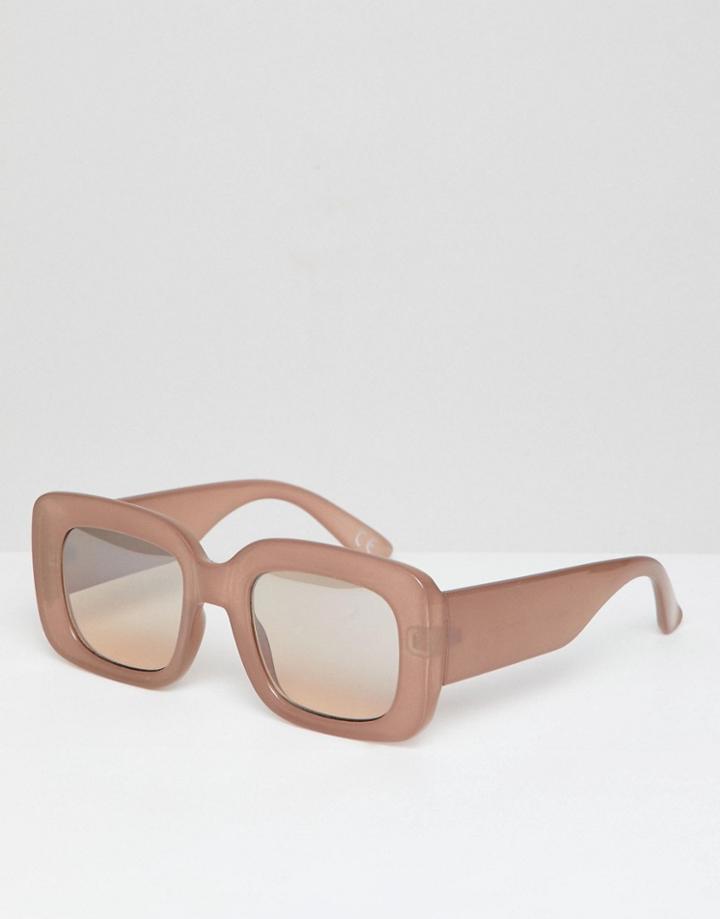 Asos Design Chunky Rectangle Sunglasses In Mauve - Multi