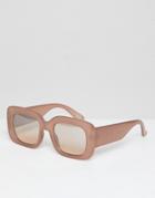 Asos Design Chunky Rectangle Sunglasses In Mauve - Multi