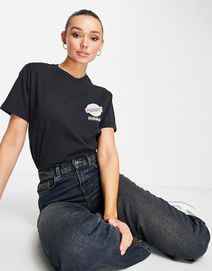 Napapijri X Fiorucci Globe Graphic T-shirt In Black