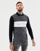 Nicce Long Sleeve Polo Shirt With Logo - Gray