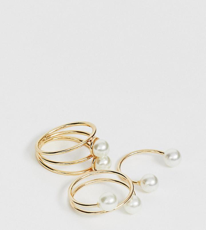 Aldo Multipack Pearl Rings - Gold