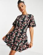 Ax Paris Tiered Ruffle Mini Dress In Floral-multi