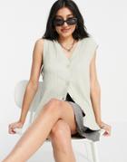 Pull & Bear Sleeveless Button Front Knit Tank In Green - Part Of A Set
