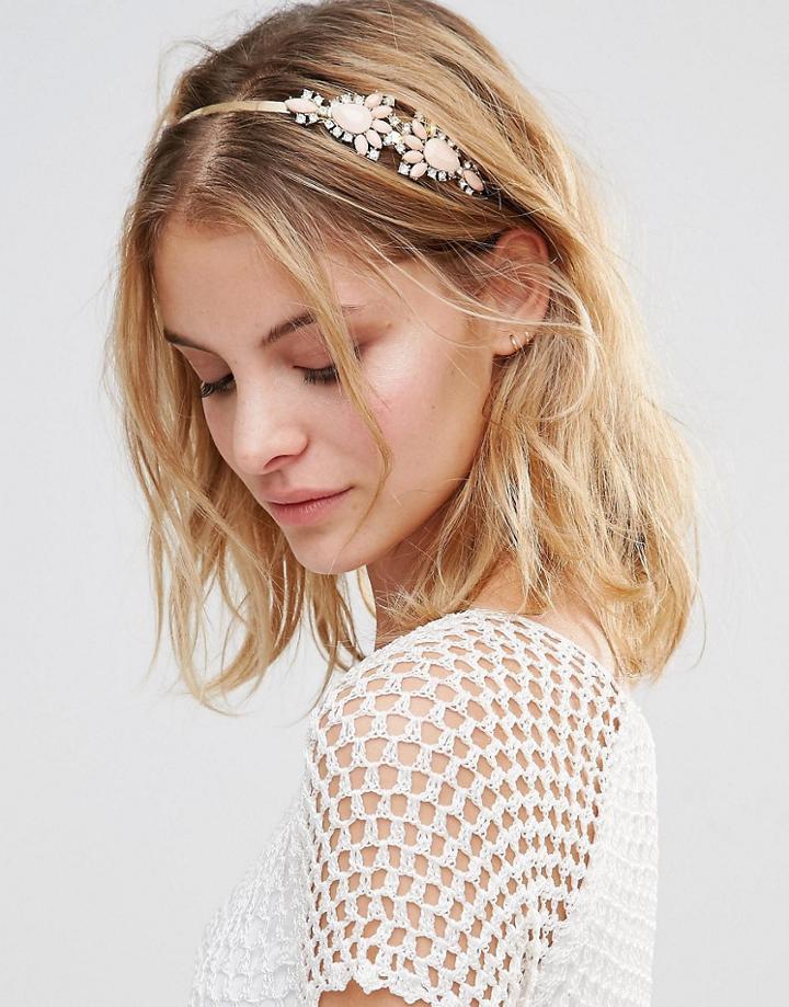 Neve & Eve Embellished Gem Headband - Blush
