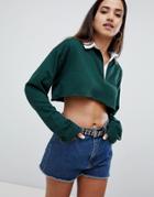 Missguided Crop Rugby Shirt - Green
