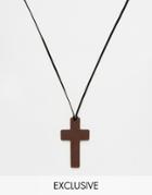 Reclaimed Vintage Cross Necklace In Black - Black