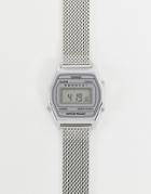 Casio Vintage Unisex Mesh Digital Watch In Silver La690wem-7ef