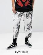 Reclaimed Vintage Inspired Relaxed Pants In Floral Print - White