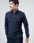 Farah Ashcroft Half Zip Sweat Waffle Slim Fit In Navy - Blue