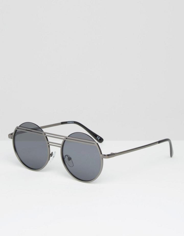 Asos Round Sunglasses With Flat Lens - Gold