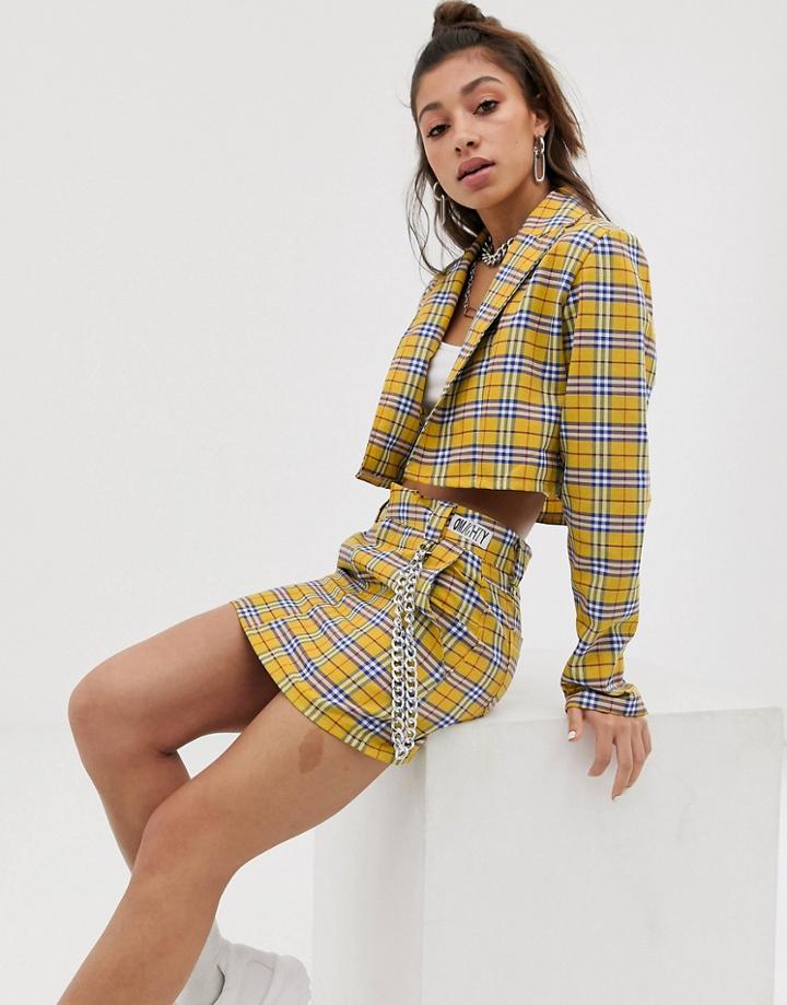 O Mighty Mini Skirt With Chain Detail In Bright Check Two-piece