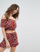 Nobody's Child Off The Shoulder Top In Floral Print Co-ord - Orange
