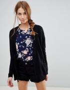 Qed London Zip Front Cardigan - Black