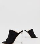 In The Style Faux Suede Mules With Clear Heels - Black