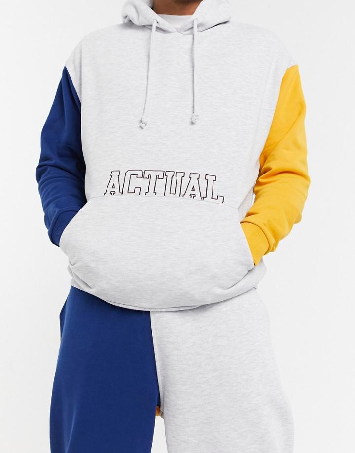 Asos Actual Oversized Hoodie Set In Gray Heather Colorblock-grey