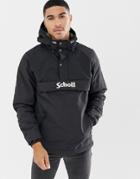 Schott Husky 18 Insulated Hooded Overhead Jacket Slim Fit In Black - Black