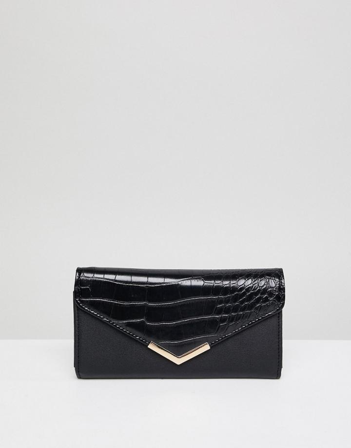 Yoki Moc Croc Envelope Purse - Black