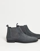 Asos Design Chelsea Boots In Gray Suede With Black Sole-grey