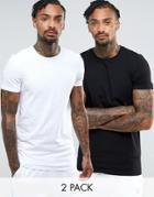 Asos Longline Muscle T-shirt With Crew Neck 2 Pack Save - Multi