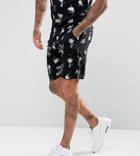 Rose London Skinny Shorts In Black Rose Print Exclusive To Asos - Black
